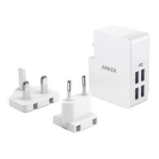 Anker PowerPort 4 Lite Interchangeable EU and UK Plugs – White