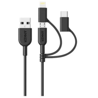 Anker A8436 PowerLine ll 3 in 1 USB-A to USB-C Micro USB Lightning Charging Cable