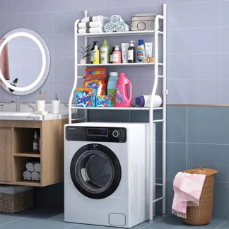 3 Layer Over Washing Machine Metal Storage Rack – White