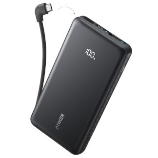 Anker Zolo Power Bank | 10000mAh | 22.5W Fast Charging | Built-in USB-C Cable | Black | A110DH11