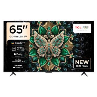 TCL Television 65 Inch Smart TV (4K QD-Mini LED Colorful Quantum Crystal HDR 10+ Gaming Google TV, 144Hz Native Refresh Rate, ONKYO 2.1 Hi-Fi, Dolby Atmos, AI Mode, Game Master) – 65C6K