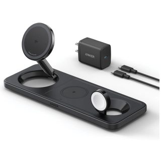 MagGo Wireless Charging Station (15W, Foldable 3-in-1) bundle cable and charger – B25M3V11