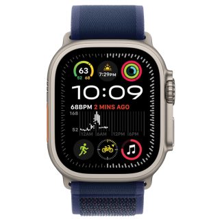 Apple Watch Ultra 2 GPS + Cellular 49 mm Natural Titanium Case with Blue Trail Loop – M/L – MX4L3
