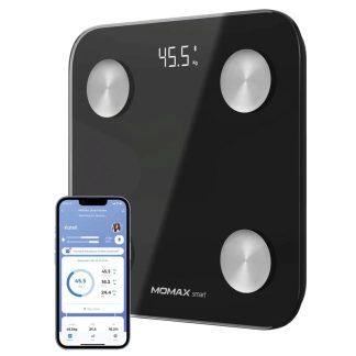 MOMAX Lite Tracker IoT Smart Body Scale – 13 Body Metrics – Bluetooth – EW2SD – Black