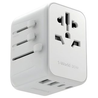 MOMAX 1-World 5-Port 35W Travel Charger – 3 × USB-C + 2 × USB-A – UA9W – White