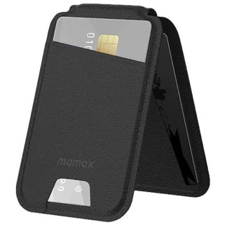 MOMAX 1-Wallet Magnetic Card Holder with Stand – Black