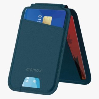 MOMAX 1-Wallet Magnetic Card Holder with Stand – Blue