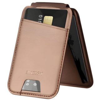 MOMAX 1-Wallet Magnetic Card Holder with Stand – MagSafe – Holds 3 Cards – SR29L2 – Rose Gold