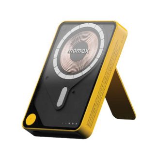 MOMAX 1-Power X Pro+ 10000mAh Magnetic Wireless Power Bank | Foldable Stand | Built-in USB-C Cable | 20W PD | Yellow