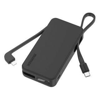 MOMAX 1-Power Vital+ 10000mAh Power Bank With Built In USB-C & Lightning Cable – Black