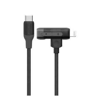 MOMAX 1-Link Flow Duo 2-in-1 USB-C to USB-C + Lightning Braided Cable | 60W | 1.5m | Black