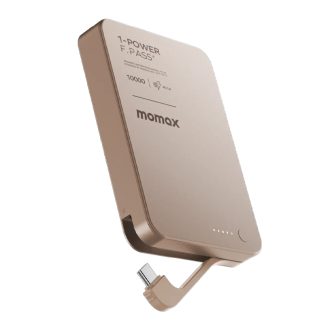 Momax 1-Power F.Pass+ 10000mAh Battery Pack with Built-in Cable and Magnetic attachment – Titanium