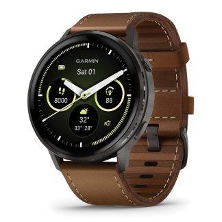 Garmin Venu 4 (45mm) GPS Smartwatch | Wi-Fi | Black with Slate + Leather | Worldwide | 010-03014-03