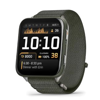Garmin Venu X-1 | Thin and Lightweight GPS Smartwatch | AMOLED Display | Advanced Health and Fitness Features | Moss with Titanium Caseback and Moss ComfortFit Nylon Band