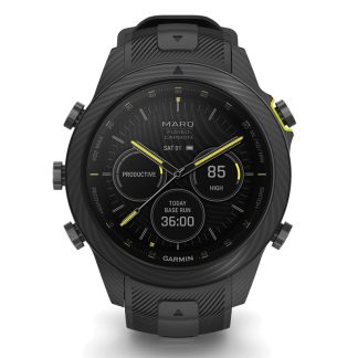 Garmin MARQ® Athlete (Gen 2) Carbon Edition Luxury GPS Tool Watch | 46mm | Fused Carbon Fiber | Grade 5 Titanium | Sapphire Crystal | AMOLED Touchscreen | Black Silicone Band | Multi-Band GPS | EMEA | 010-02722-11