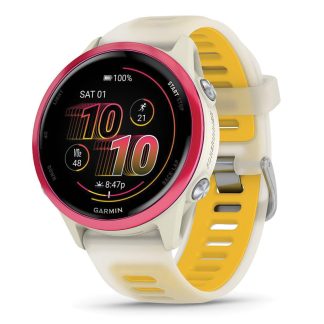 Garmin Forerunner® 570 GPS Running Smartwatch | 42mm | Wi-Fi | AMOLED Display | Whitestone/Cloud Blue | Silicone Band | Worldwide | 010-02970-01
