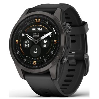 Garmin epix Pro (Gen 2) Multisport GPS Smartwatch | 42mm | Sapphire | Carbon Gray DLC Titanium | Black Silicone Band | EMEA | 010-02802-15