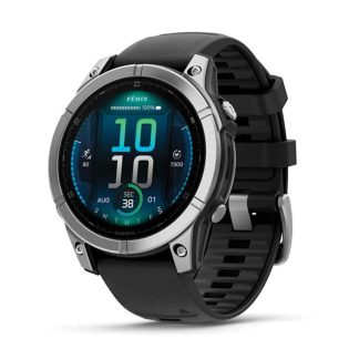 GarminFenix E Multisport GPS Smartwatch | 47mm | AMOLED | Stainless Steel Bezel | Black Silicone Band | EMEA/AUS/NZ/AFR/SAM | 010-03025-00