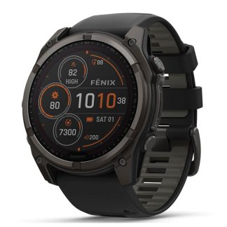 Garmin Fenix 8 Multisport GPS Smartwatch | 51mm | Solar Sapphire | Carbon Gray DLC Titanium | Black/Pebble Gray Silicone Band | EMEA | 010-02907-11