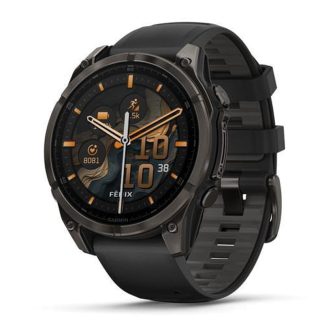 Garmin Fenix 8 Multisport GPS Smartwatch | 51mm | AMOLED Sapphire | Carbon Gray DLC Titanium | Black/Pebble Gray Silicone Band | EMEA | 010-02905-21