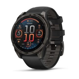 Garmin Fenix 8 Multisport GPS Smartwatch | 47mm | AMOLED Sapphire | Carbon Gray DLC Titanium | Black/Pebble Gray Silicone Band | EMEA | 010-02904-21