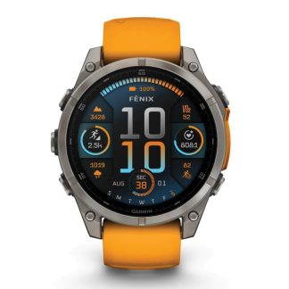 Garmin Fenix 8 Multisport GPS Smartwatch | 47mm | AMOLED Sapphire | Titanium | Spark Orange/Graphite Silicone Band | EMEA | 010-02904-11