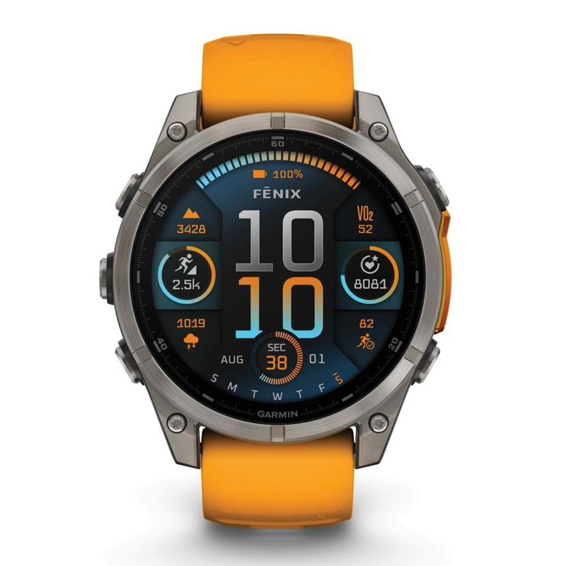 Garmin Fenix 8 Multisport GPS Smartwatch | 47mm | AMOLED Sapphire | Titanium | Spark Orange/Graphite Silicone Band | EMEA | 010-02904-11