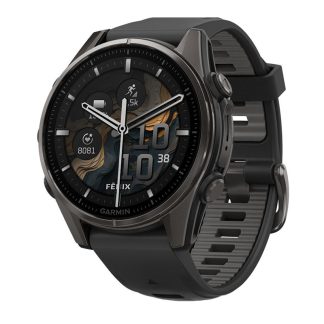 Garmin Fenix 8 Multisport GPS Smartwatch | 43mm | AMOLED Sapphire | Carbon Gray DLC Titanium | Black/Pebble Gray Silicone Band | EMEA | 010-02903-21