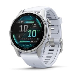 Garmin Fenix 8 Multisport GPS Smartwatch | 43mm | AMOLED | Silver Bezel | Whitestone Silicone Band | Corning Gorilla Glass | 010-02903-00