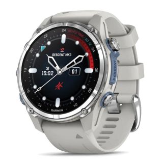 Garmin Descent Mk3 Dive Computer Smartwatch | 43mm | Stainless Steel & Fog Gray DLC Titanium | Black Silicone Band | AMOLED Display | 010-02753-04