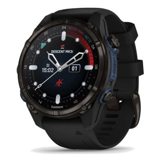 Garmin Descent Mk3i Dive Computer Smartwatch | 51mm | Silver & Black PVD Titanium | Black/Pebble Gray Silicone Band | Sapphire AMOLED Display | 010-02752-08