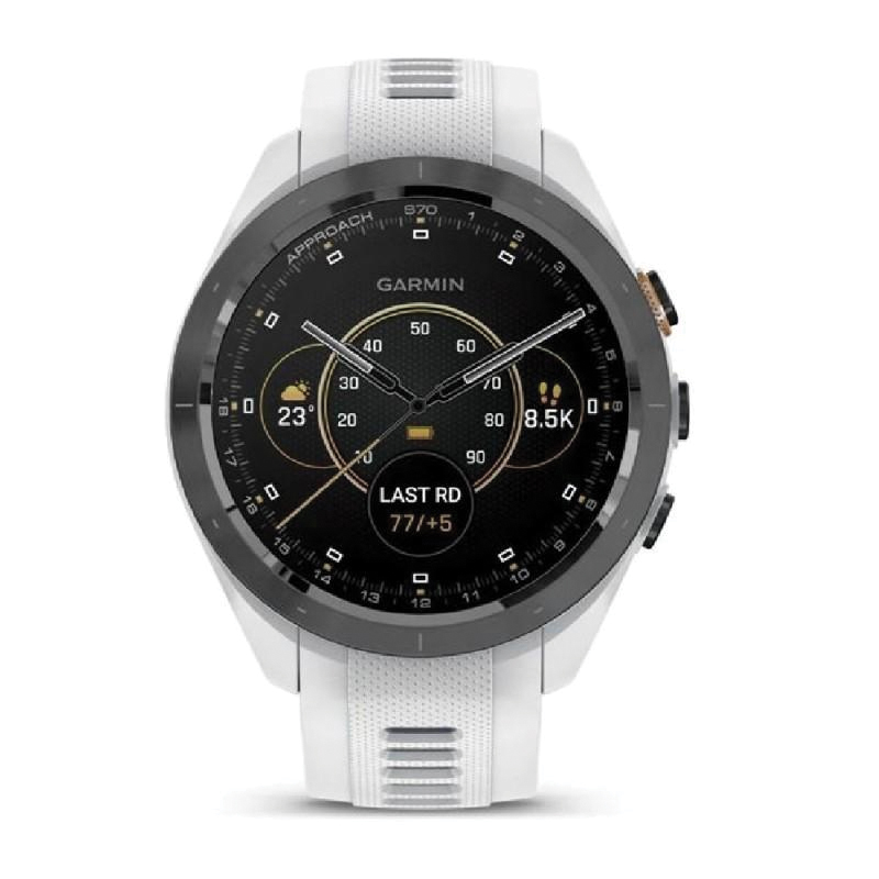Garmin Approach S70 Golf GPS Smartwatch | 42mm | Black Ceramic Bezel | White Silicone Band | AMOLED Display | 010-02746-10