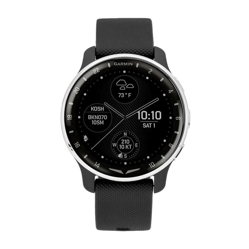 Garmin D2 Air X10 Aviator Smartwatch | GPS | 43mm | AMOLED Display | Black | Stainless Steel Bezel | Silicone Band | 010-02496-19