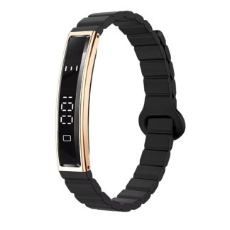Smart Bracelet – Black Silicone Strap with Gold Bezel