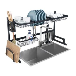 Stainless Steel Over-Sink Dish Drying Rack | Kitchen Storage & Drainage Organizer
