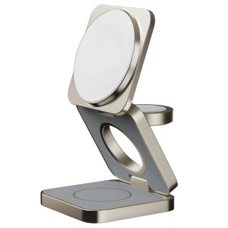 MOMAX Q2.Mag Go Qi2 3-in-1 Magnetic Wireless Charging Stand – 25W – UD31L – Titanium