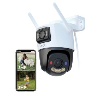 IMOU Ranger Dual Lens 6MP (3MP+3MP) – Motorized WiFi Indoor Camera with Dual Lens 6MP (3MP+3MP), AI Human Detection, Smart Tracking, Two-Way Audio, Built-in Siren, Microphone, IR Night Vision (10m), Dual-View Monitoring, WiFi Connectivity, MicroSD Card Slot.
