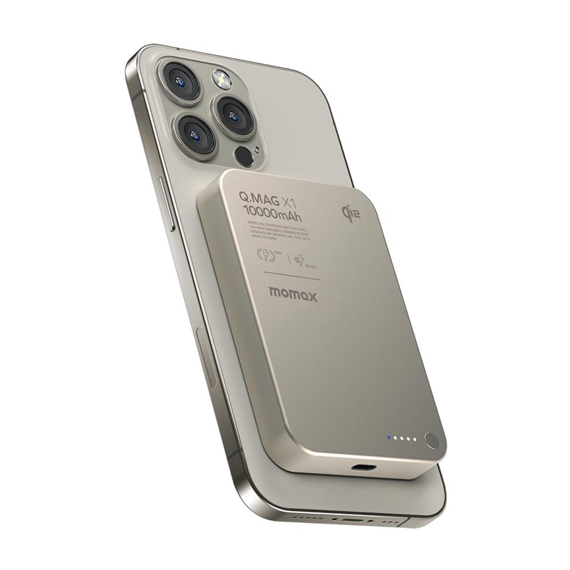 MOMAX Q.Mag X1 10000mAh Gen 2 15W MagSafe Wireless Power Bank – Titanium