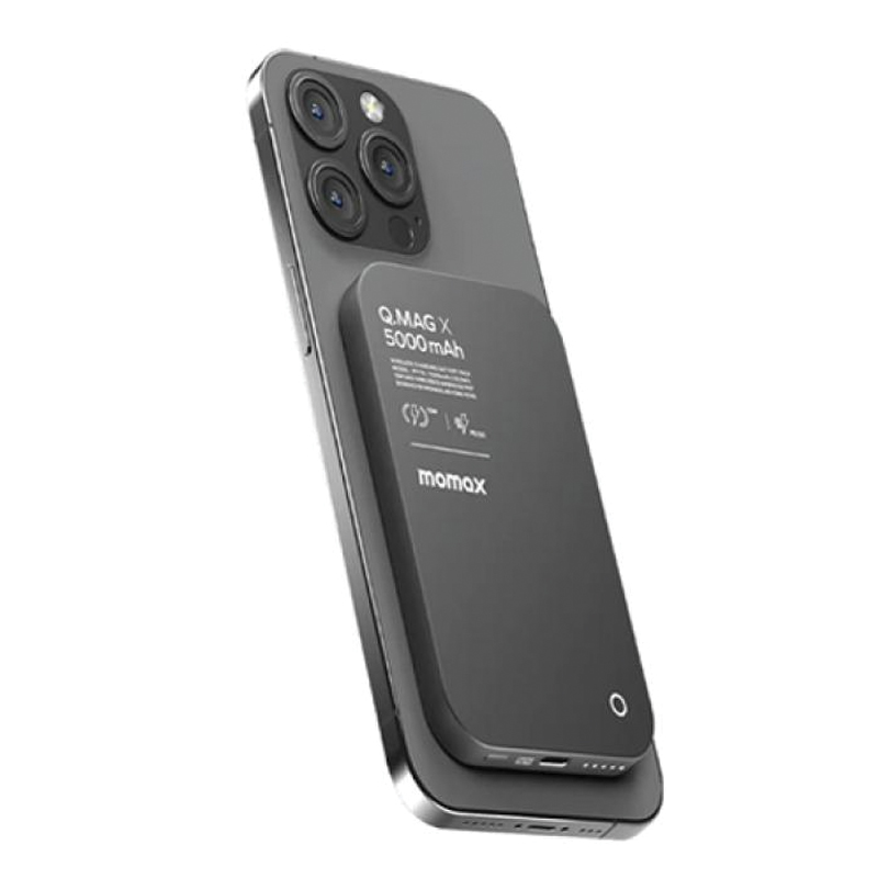 MOMAX Q.Mag X 5000mAh Gen 2 15W Ultra Slim MagSafe Wireless Power Bank – Black