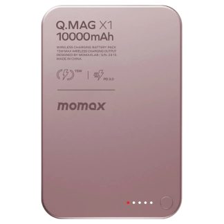 MOMAX Q.Mag X1 10000mAh Magnetic Wireless Power Bank – 15W Wireless – 20W PD – IP117AP – Pink