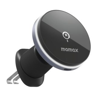 MOMAX Q.Mag Mount 5 Magnetic Wireless Charging Car Vent Mount – 15W – 360° – CM25AE – Black