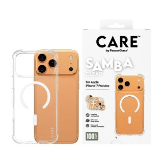 CARE by PanzerGlass® Case for iPhone 17 Pro Max | Samba Transparent with White MagSafe | Clear TPU + Polycarbonate | MagSafe Compatible | Shock-Absorbent | Transparent