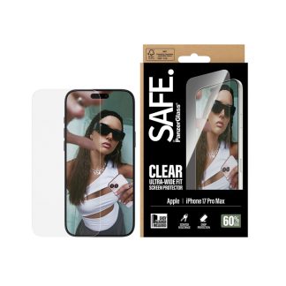 SAFE. by PanzerGlass® Screen Protector for iPhone 17 Pro Max | Ultra-Wide Fit | Tempered Glass | EasyAligner Installation Tray | Scratch & Impact Resistant | Fingerprint Resistant | Crystal Clear – SA25701