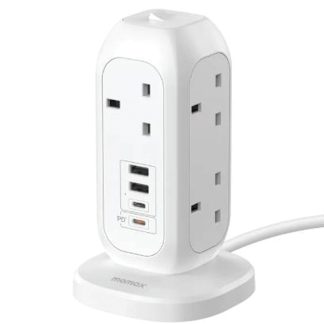 MOMAX OnePlug 7-Outlet Power Strip with USB – White