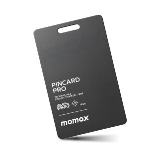 MOMAX PinCard Pro Rechargeable Find My Tracker – Apple Find My – IP68 – 100mAh – BR9D – Black
