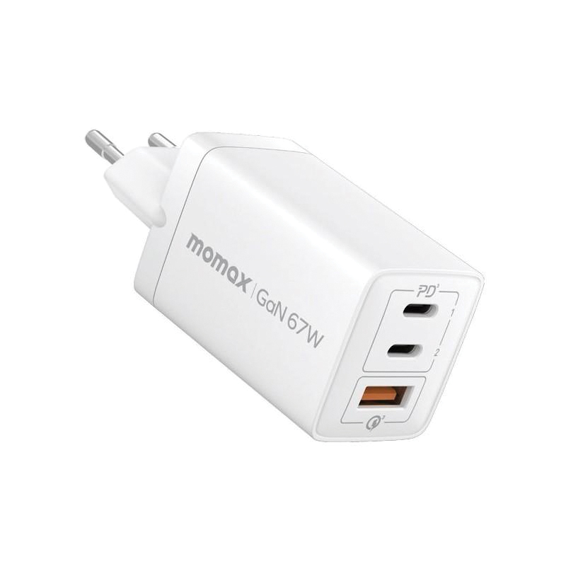 MOMAX OnePlug 67W 3-Port GaN Wall Charger – White