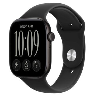 Apple Watch Series 12 GPS 46mm Black Aluminium Case with Black Sport Band – M/L – MJEL4AF/A