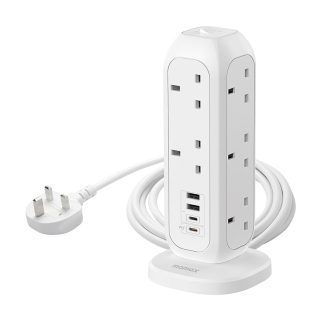 MOMAX OnePlug 11-Outlet Power Strip with USB – White