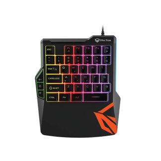 MEETION MT-KB015 One-Hand Gaming Keyboard | 35-Key Gaming Keypad | RGB Backlighting | Ergonomic Wrist Rest | Membrane Keys | Wired USB | Plug & Play | Black