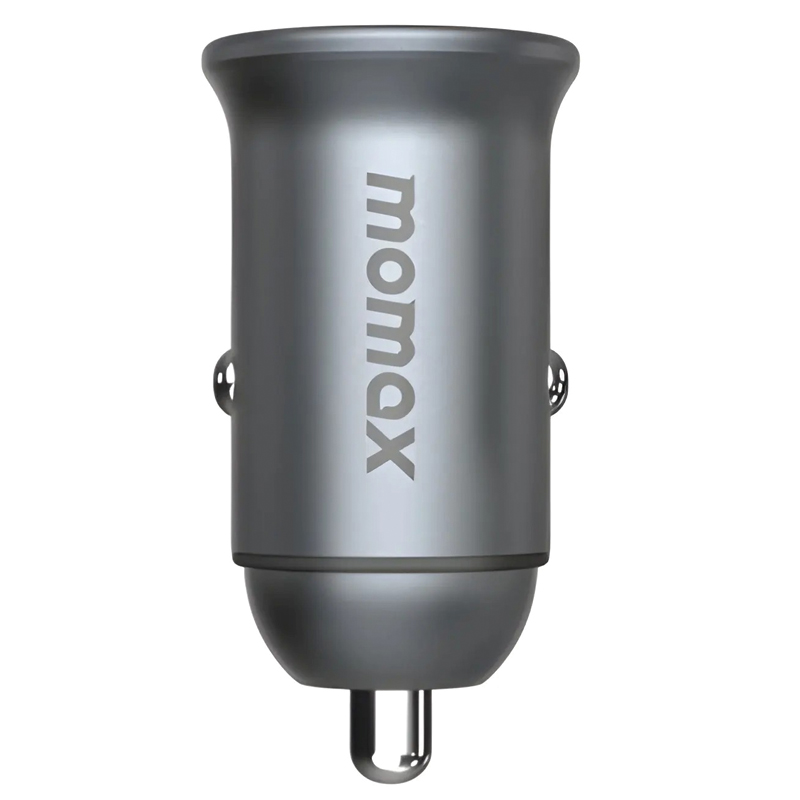MOMAX MoVe Dual-Port Car Charger – 30W – USB-C + USB-A – UC18E – Grey - Image 2